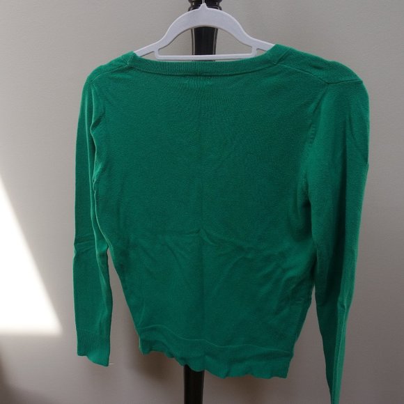 Green V Neck Button Down Sweater - Picture 2 of 3